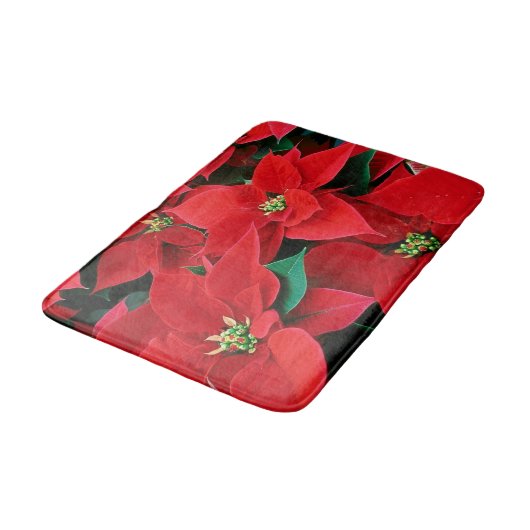 Red Poinsettia Holiday Badmat (Gekanteld)
