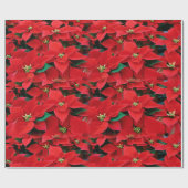 Red Poinsettia Holiday Cadeaupapier (Vlak)