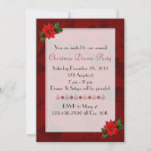 Red Poinsettia Holiday Celebration Invitation Kaart (Achterkant)