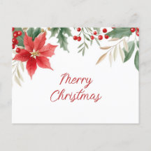 Red Poinsettia Holiday Christmas Briefkaart