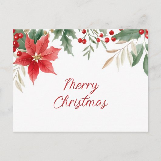 Red Poinsettia Holiday Christmas Briefkaart (Voorkant)