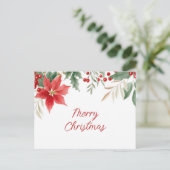 Red Poinsettia Holiday Christmas Briefkaart (Staand voorkant)