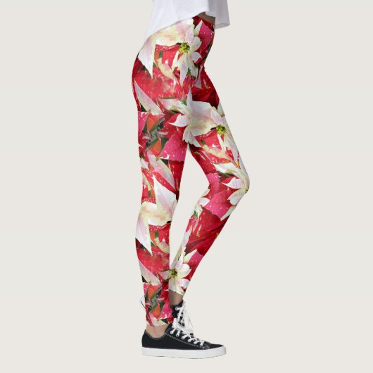 Red Poinsettia Holiday Leggings (Rechts)
