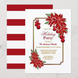 Red Poinsettia Holiday Partij Kaart