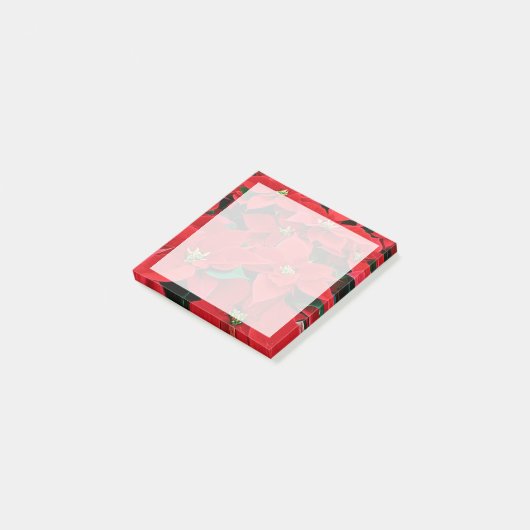 Red Poinsettia Holiday Post-it® Notes (Schuin)
