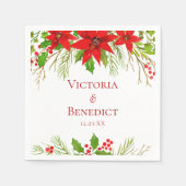Red Poinsettia Holiday Wedding gepersonaliseerd Servet (Voorkant)