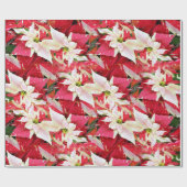 Red Poinsettia Holiday Wrapping Paper Cadeaupapier (Vlak)
