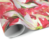 Red Poinsettia Holiday Wrapping Paper Cadeaupapier (Rol Hoek)
