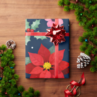 Red Poinsettia Holidays Cadeaupapier
