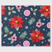 Red Poinsettia Holidays Cadeaupapier (Vlak)