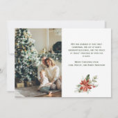 Red Poinsettia Holly 2-kerstkaart (Achterkant)