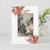 Red Poinsettia Holly 2 met Kerstmis Aankondiging (Staand voorkant)