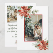 Red Poinsettia Holly 2 met Kerstmis Aankondiging (Voorkant / Achterkant)