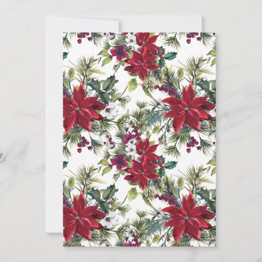 Red Poinsettia Holly Baby shower Kaart (Achterkant)
