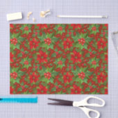 Red Poinsettia Holly Floral Pattern | Kerstmis Tissuepapier (Craft)
