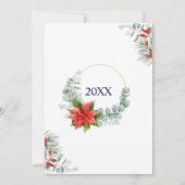 Red Poinsettia Holly kerst Holiday Open House Kaart (Achterkant)