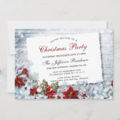 Red Poinsettia Holly Kerstfeest Kaart (Voorkant)