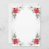 Red Poinsettia Holly Kerstfeest Kaart (Achterkant)