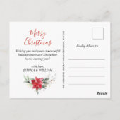 Red Poinsettia Holly kerstfeestdag groet Briefkaart (Achterkant)