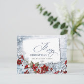 Red Poinsettia Holly Rustic kerstcadeautjes Briefkaart (Staand voorkant)