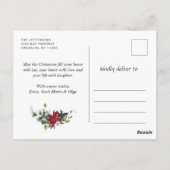 Red Poinsettia Holly Rustic kerstcadeautjes Briefkaart (Achterkant)