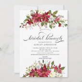 Red Poinsettia Holly Vrijgezellenfeest Brunch Kaart (Voorkant)