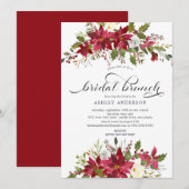 Red Poinsettia Holly Vrijgezellenfeest Brunch Kaart (Voorkant / Achterkant)