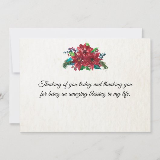 Red Poinsettia Inspirerend Bijbel Verse Kerstmis Bedankkaart (Achterkant)