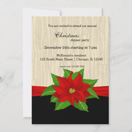 Red Poinsettia Kaart (Voorkant)