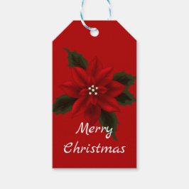 Red Poinsettia kerrood Cadeaulabel