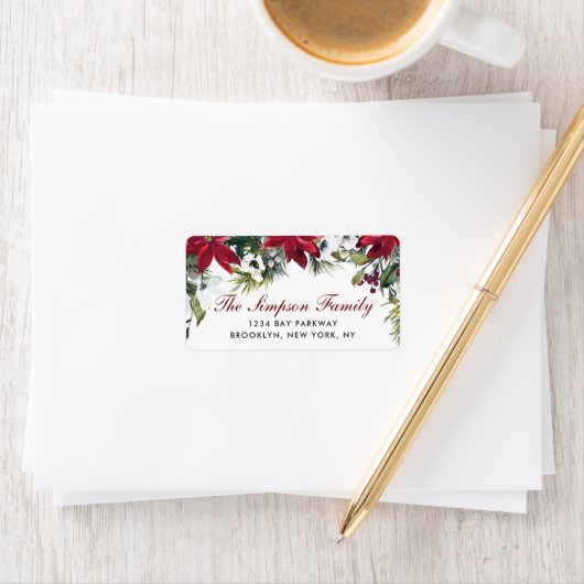 Red Poinsettia kerruitlabel Etiket (Insitu)