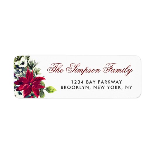 Red Poinsettia kerruitlabel Etiket (Voorkant)