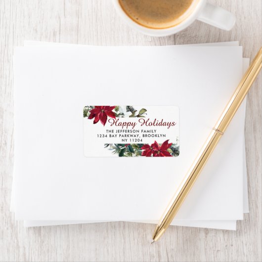 Red Poinsettia kerruitlabel Etiket (Insitu)