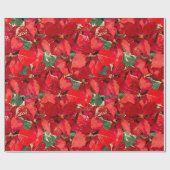 Red Poinsettia kerst Cadeaupapier (Vlak)