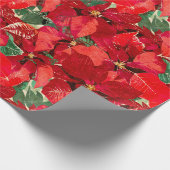 Red Poinsettia kerst Cadeaupapier (Hoek)