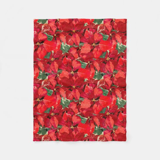 Red Poinsettia kerst Fleece Deken (Voorkant)