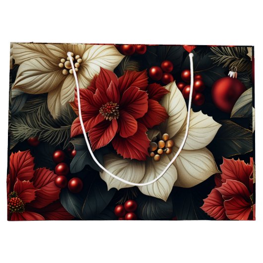 Red Poinsettia kerst Groot Cadeauzakje (Achterkant)