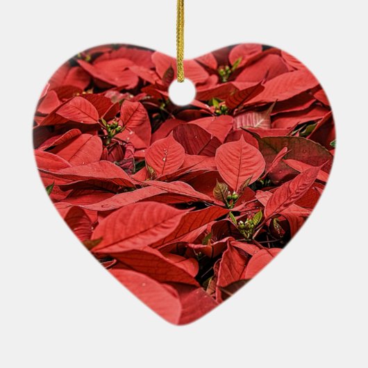 Red Poinsettia kerst Keramisch Ornament (Achterkant)