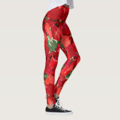 Red Poinsettia kerst Leggings (Rechts)