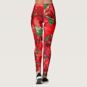 Red Poinsettia kerst Leggings (Achterkant)
