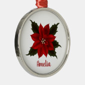 Red Poinsettia kerst op maat Metalen Ornament (Rechts)