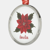 Red Poinsettia kerst op maat Metalen Ornament (Links)
