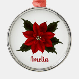 Red Poinsettia kerst op maat Metalen Ornament