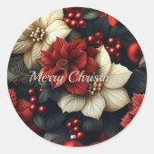 Red Poinsettia kerst Ronde Sticker (Voorkant)