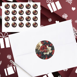 Red Poinsettia kerst Ronde Sticker
