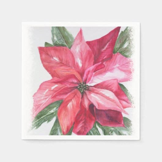 Red Poinsettia kerst Servetten (Voorkant)