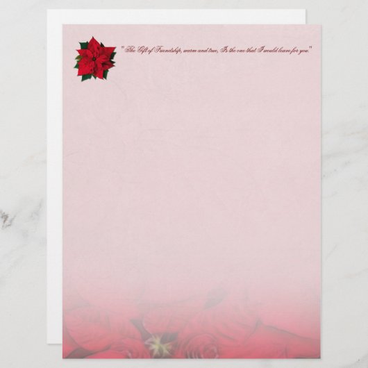 Red Poinsettia kerstationery (Voorkant / Achterkant)