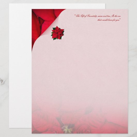 Red Poinsettia kerstationery (Voorkant / Achterkant)