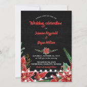 Red Poinsettia | kerstbruiloft met Chalkboard Kaart (Voorkant)