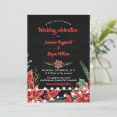Red Poinsettia | kerstbruiloft met Chalkboard Kaart (Staand voorkant)